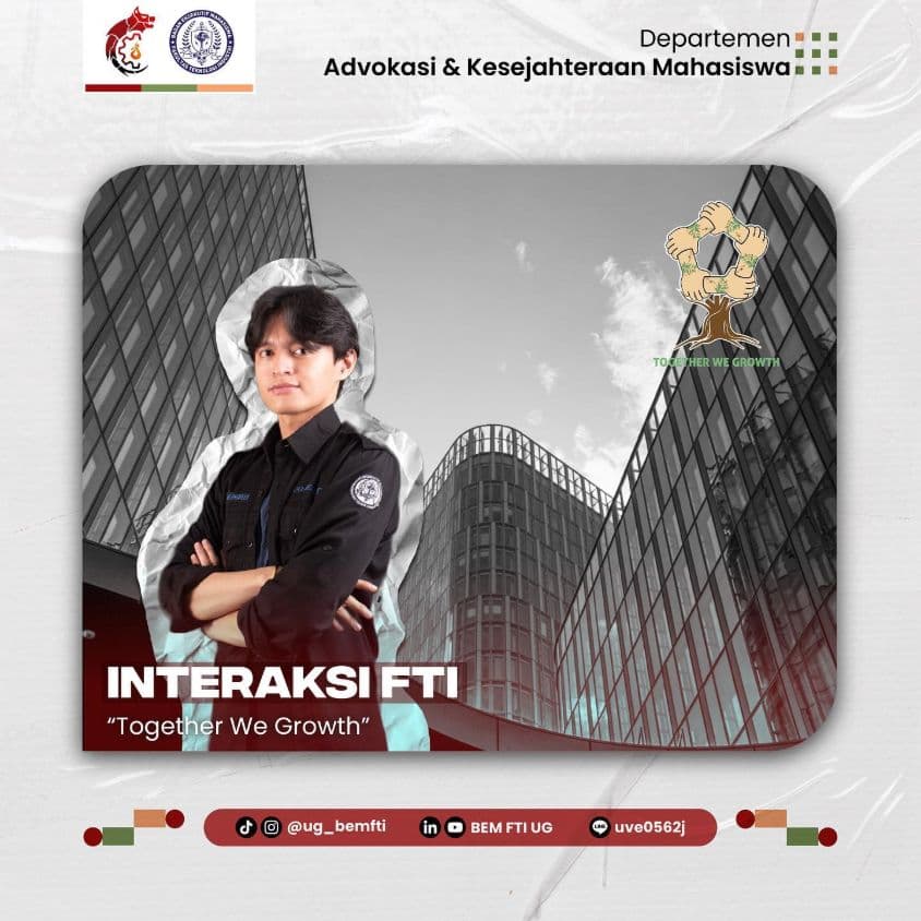 Screenshot sampul publikasi INTERAKSI FTI 2024 — Kabinet Gelora Aksi. Sumber: @ug_bemfti.