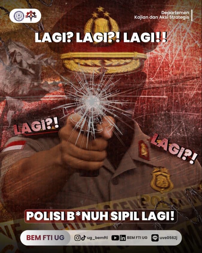 Screenshot sampul publikasi POLISI BUN*H SIPIL LAGI! — Kabinet Digartha Aksa. Sumber: @ug_bemfti.