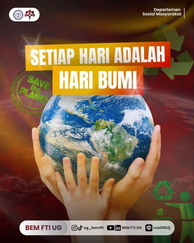 Screenshot sampul publikasi SETIAP HARI ADALAH HARI BUMI — Kabinet Digartha Aksa. Sumber: @ug_bemfti.